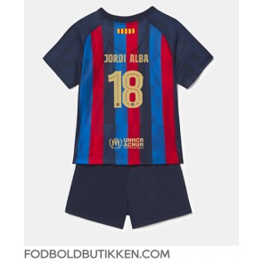 Barcelona Jordi Alba #18 Hjemmebanetrøje Børn 2022-23 Kortærmet (+ Korte bukser)